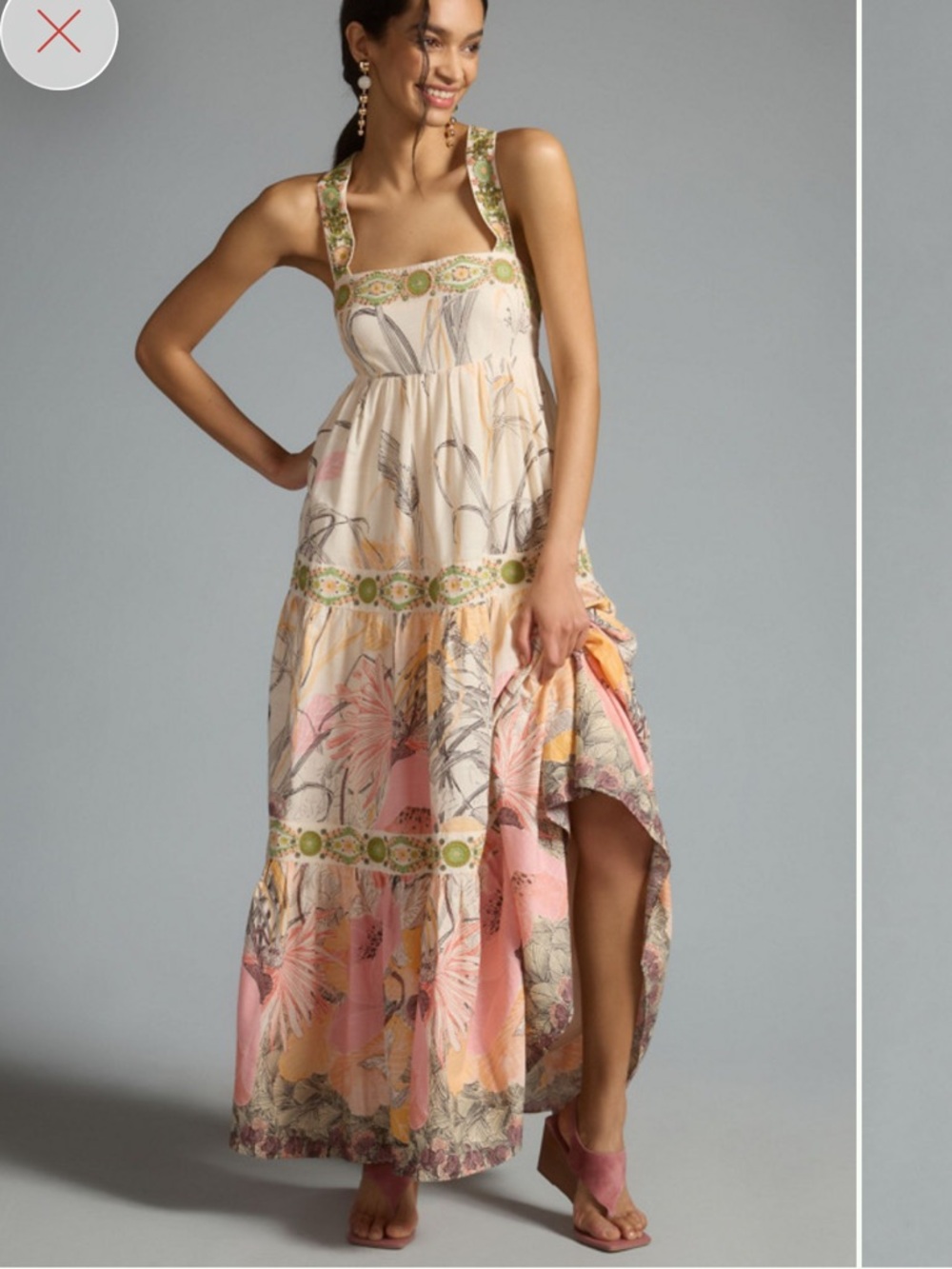 Anthropologie Floral Tiered Maxi Dress